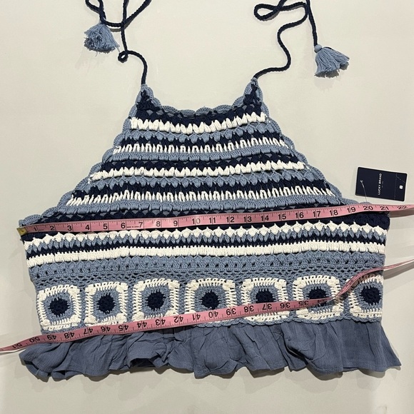 Lucky Brand Navy and White Crochet Crop halter top size XXL - Picture 6 of 9